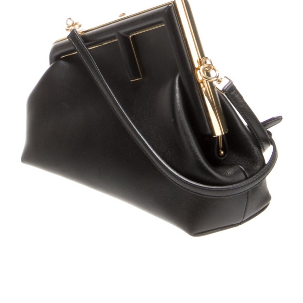 Fendi Black Leather Clutch with Gold Accents - Picture 2 of 5